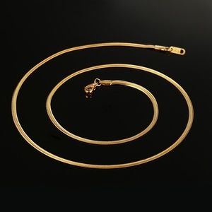 Gold Plated Dara Herringbone 3mm Long Necklace